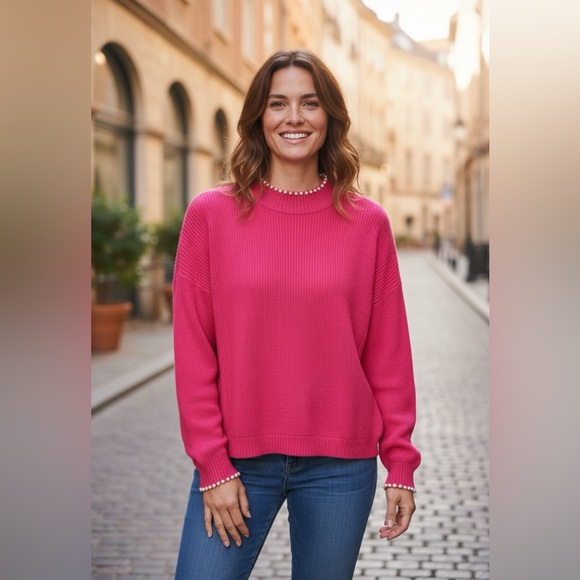 BELLDINI Pink Pearl Embellished sweater NWOT SZ  XL - Picture 3 of 10